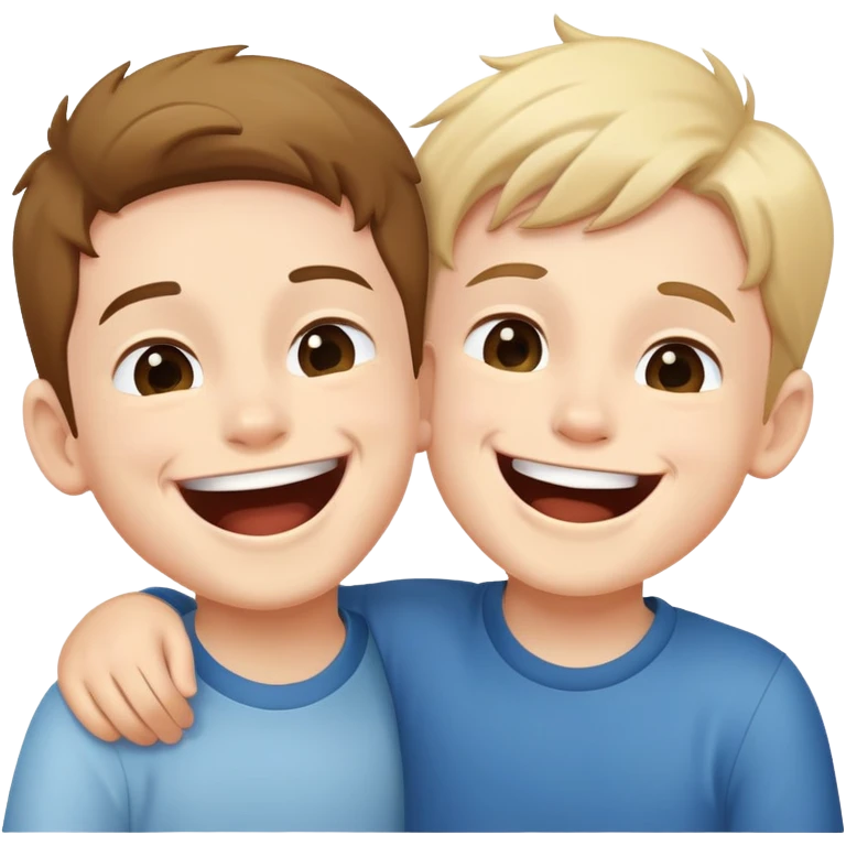 two boys laughing together, simple pose emoji