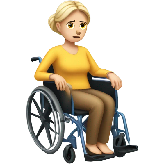 sad disabled white woman on a wheelchair emoji