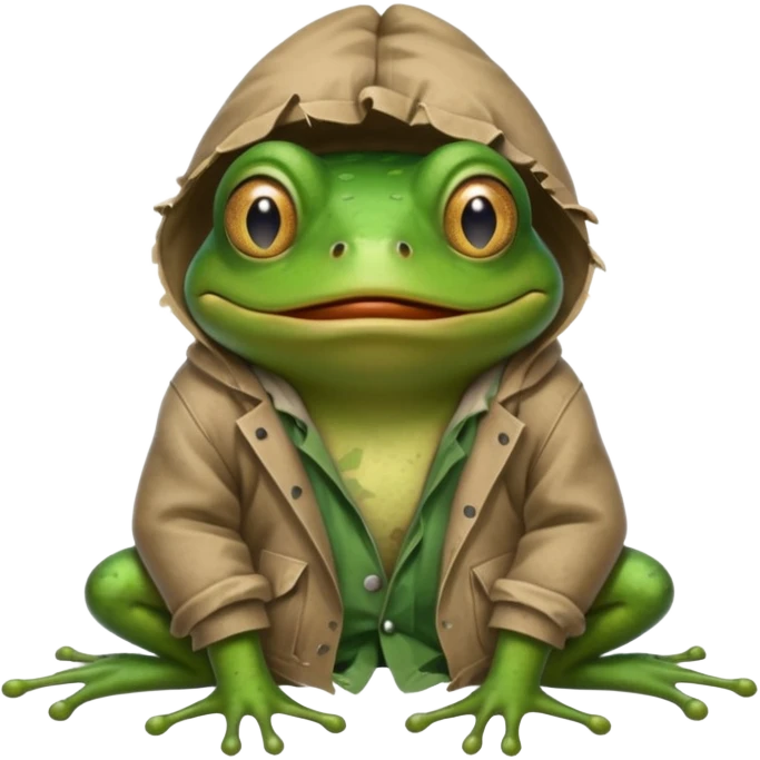 homeless frog with torn dirty clothes

 emoji