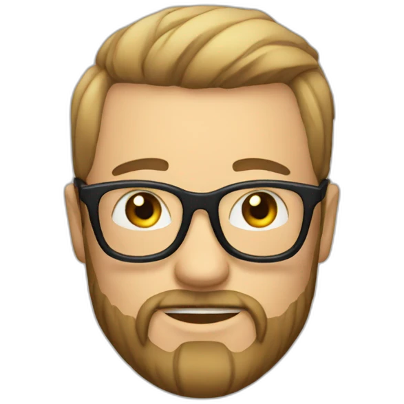 Dan with hipster beard and glasses no hair emoji