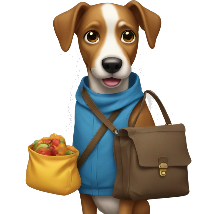 dog holding a bag emoji