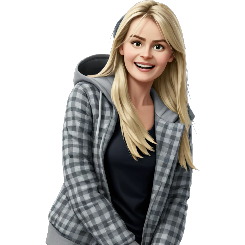 blonde girl in grey jacket emoji