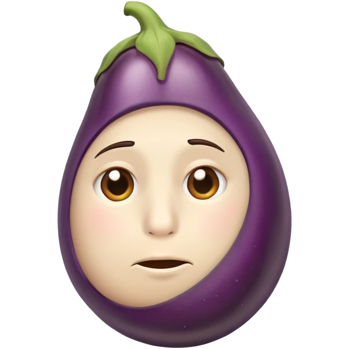 Hand with eggplant on it with a tired face emoji
