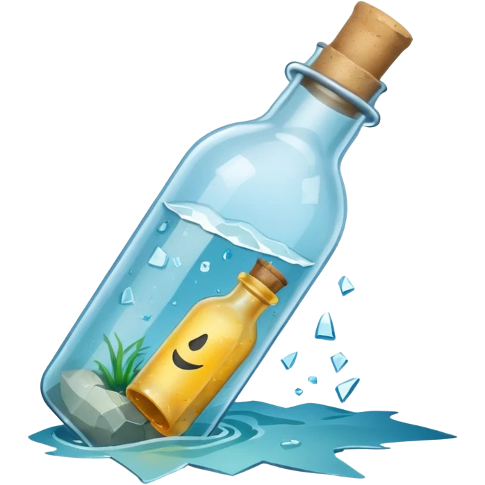 A sea Message Bottle, broken emoji
