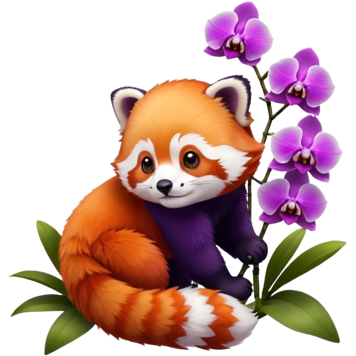red panda with orchid emoji