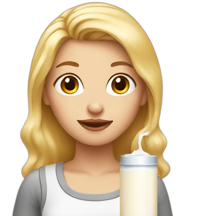 blonde woman holding milk emoji