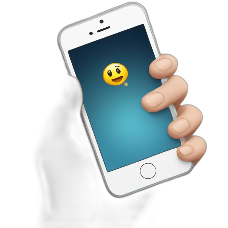 hand holding iphone incoming call emoji