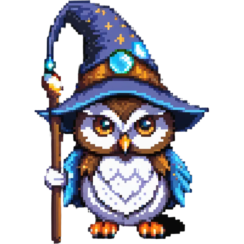 owl with a wizard hat emoji