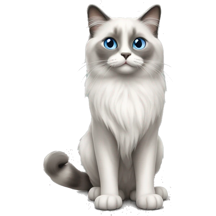 blue eyed ragdoll cat with grey face, legs and tail walking emoji