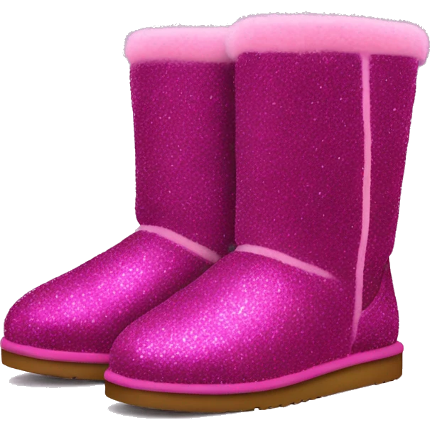 Realistic magenta glitter and fur Ugg boots. emoji