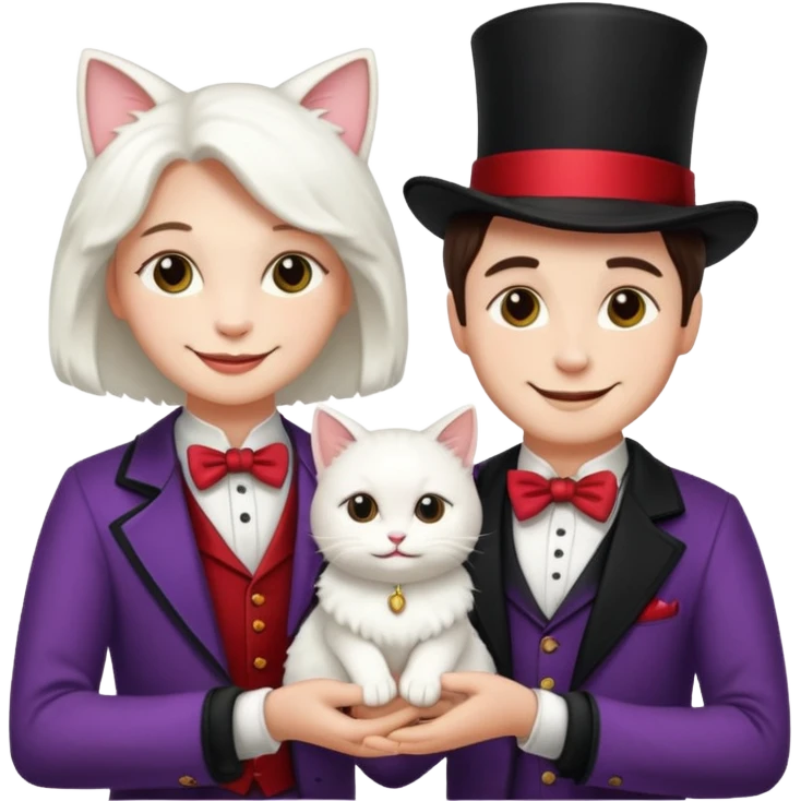 magician couple and their pet cat emoji
