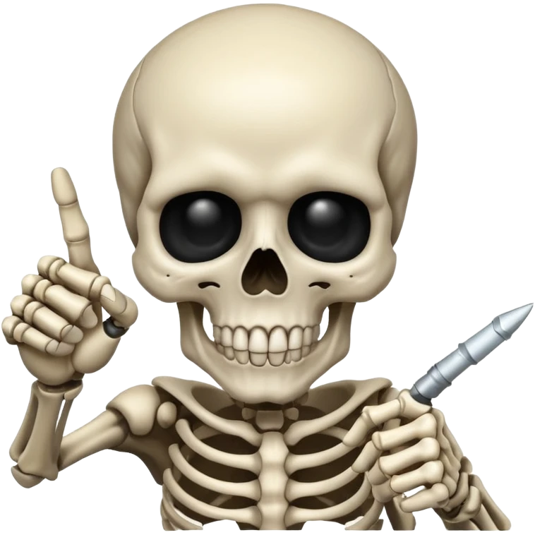Skull emoji pointing with hand emoji