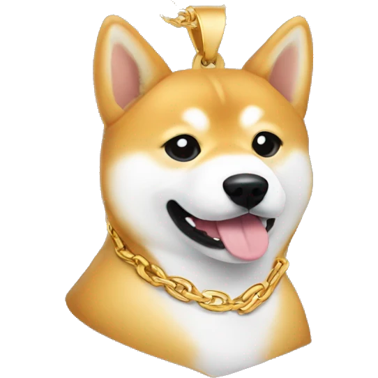 Shiba inu in a gold chain necklace  emoji
