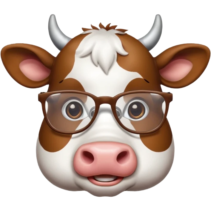 Nerdy cow emoji