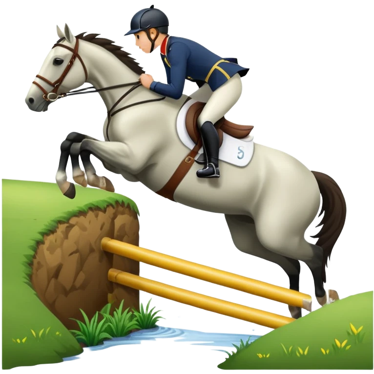horse and rider jumping a ditch (3 day eventing) emoji
