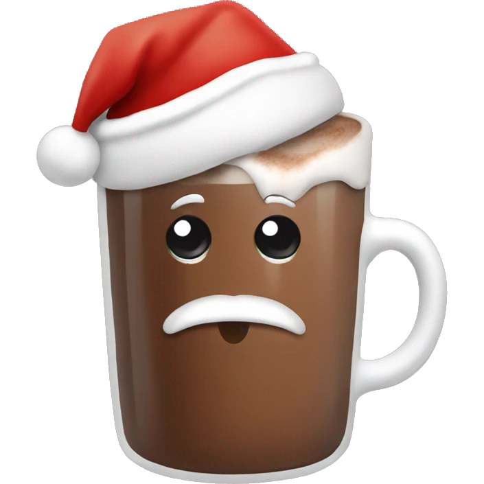 Hot chocolate wearing Santa hat emoji