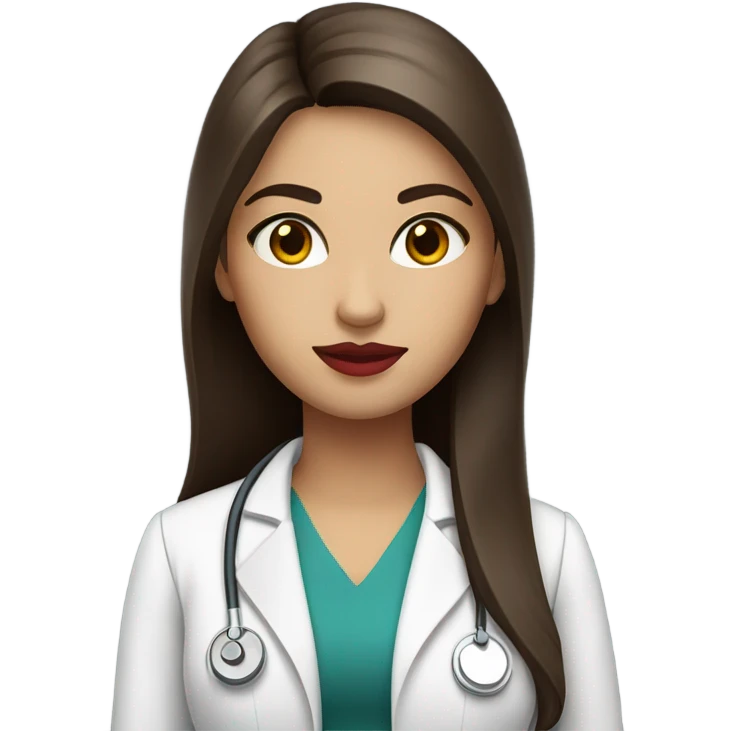 pretty Female doctor long straight brown hair amber eyes and red lips  emoji