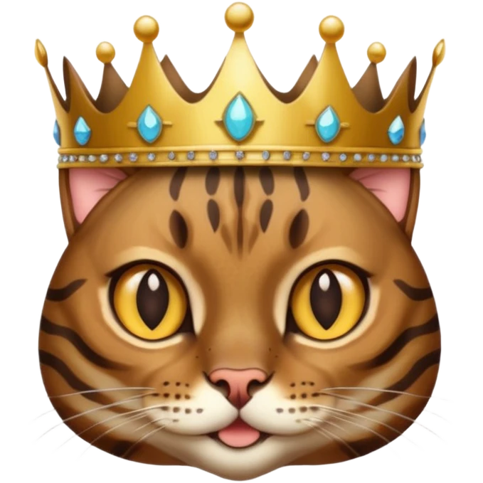 dark brown bengal cat with crown emoji