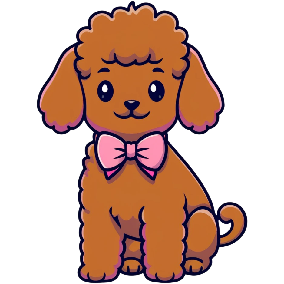 Brown poodle wearing a pink bow emoji