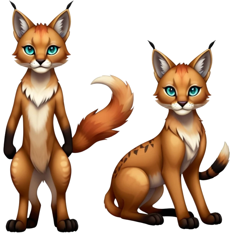 Vibrant dark edgy gothic Falvie-Fionbri-Bobcat-Caracal-creature-sparkle-feline-fursona, full body emoji