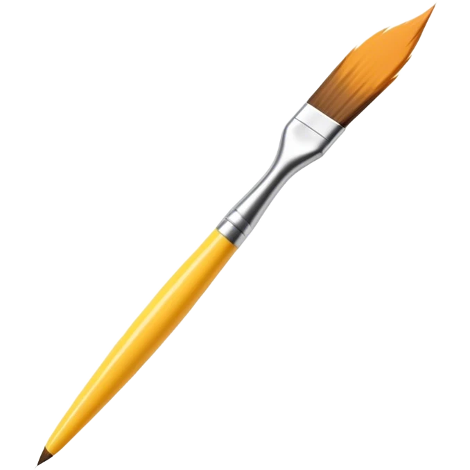 A digital paintbrush hovering in the air, drawing an incomplete emoji with smooth, sketch-like lines. Tiny sparkles and creative energy flow from the brush, giving the sense of creation. Minimalist, clean, and modern digital illustration, perfect for an empty state UI. emoji
