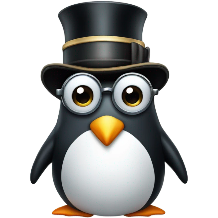 Penguin with a top hat and monocle carrying a briefcase  emoji
