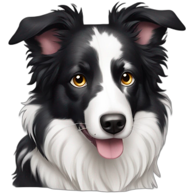 Black and white merle border collie dark eyes emoji