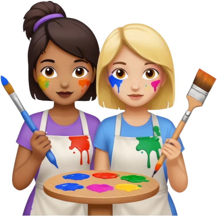 girls painting emoji