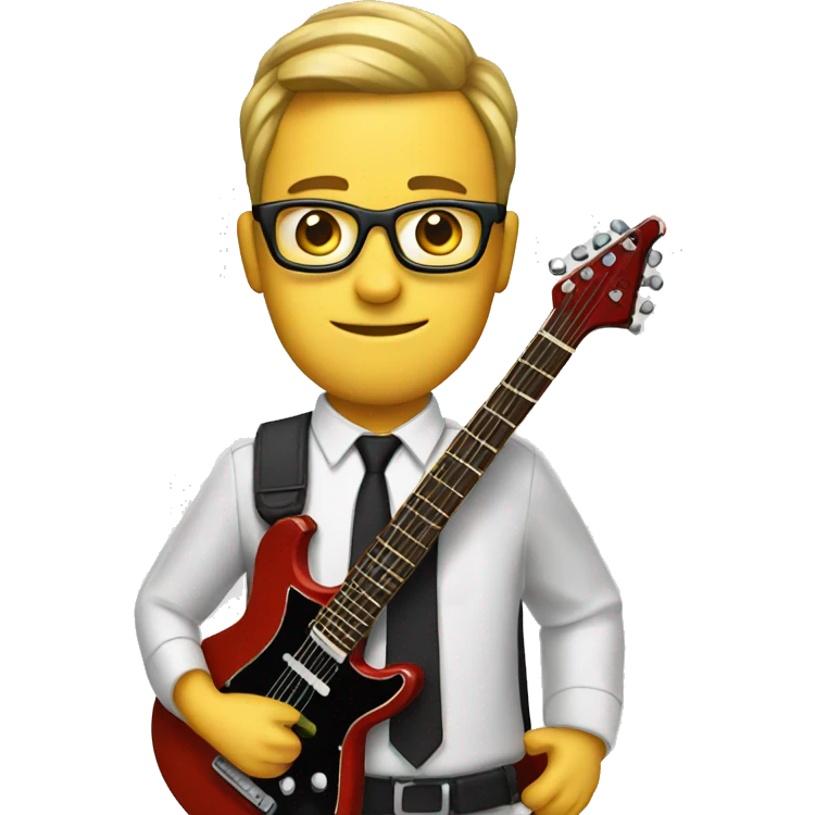 a geek with electric guitar emoji