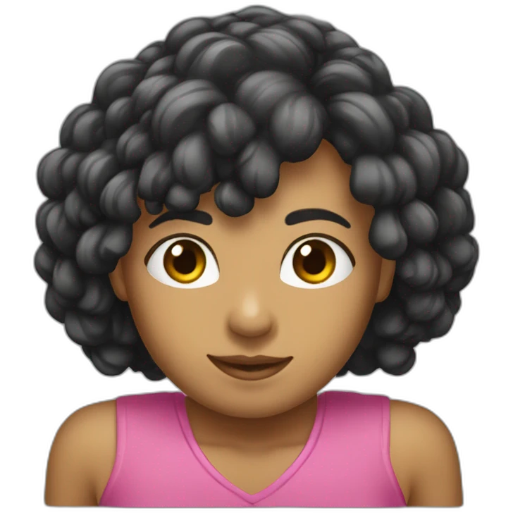 garota parda cabelo preto cacheado emoji