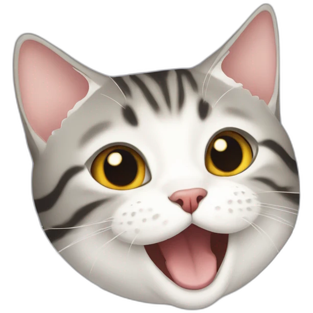 American shorthair cat with mouth open emoji