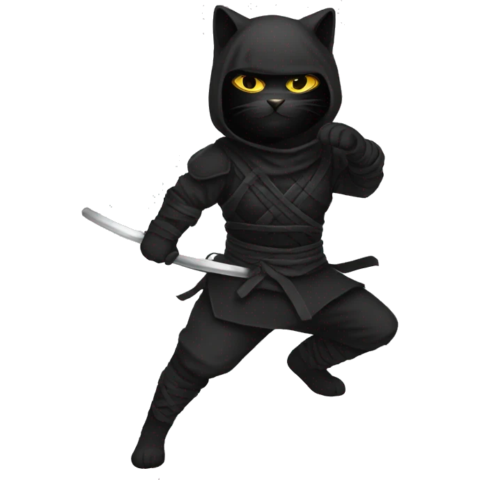 black kitty ninja in mask emoji