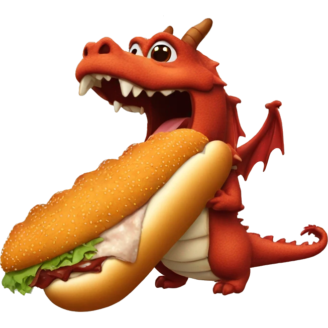 Dragon eating mcrib sandwich emoji