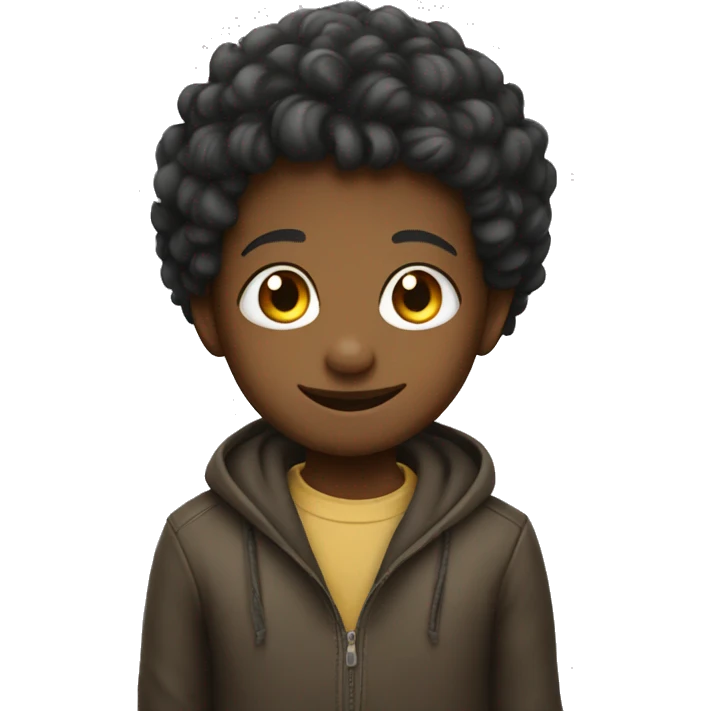 Kid with kurly ha emoji