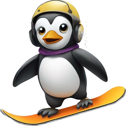 Penguin on snowboard emoji