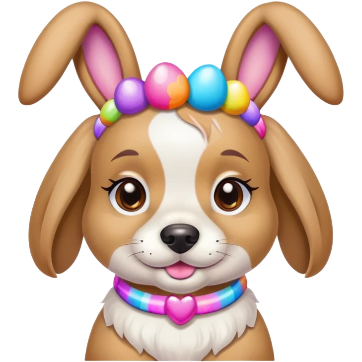 Lisa Frank Easter bunny headband on dog emoji