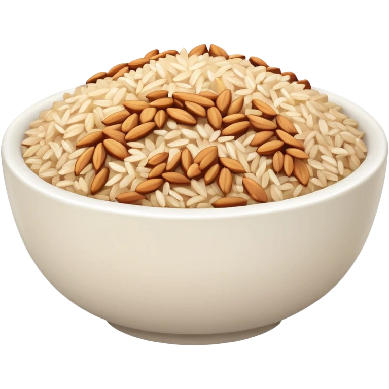 white bowl filled with brown rice, simple, clear emoji
