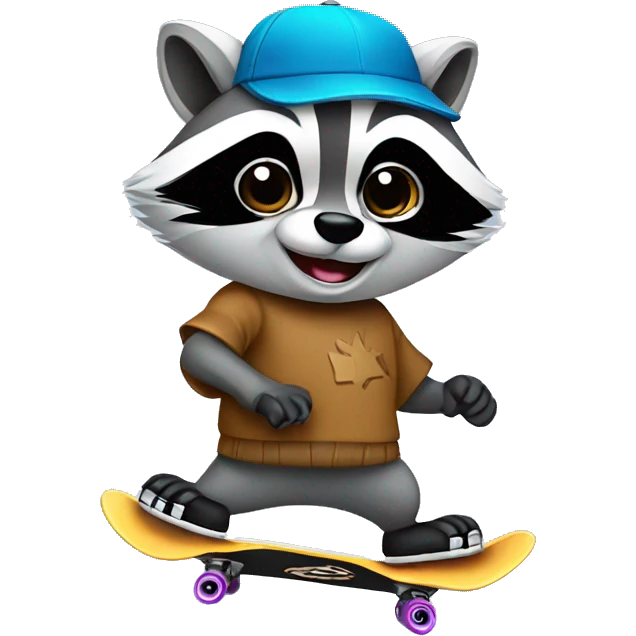 Racoon with a skate emoji