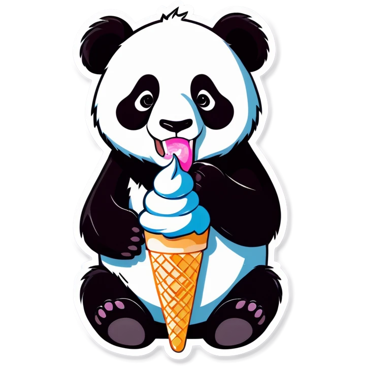 Panda eating ice cream emoji