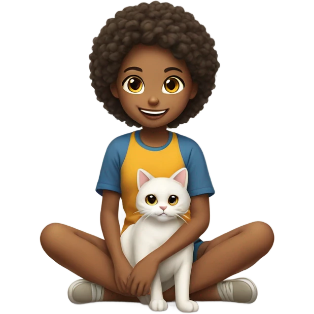girl playing with cat emoji