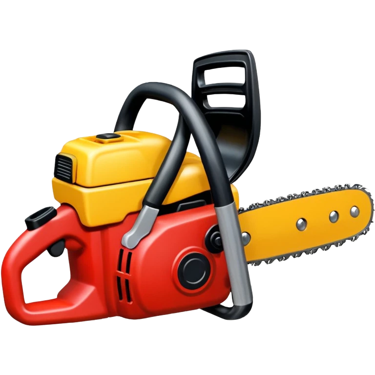 red and yellow Chainsaw, cartoon horror emoji, no background emoji
