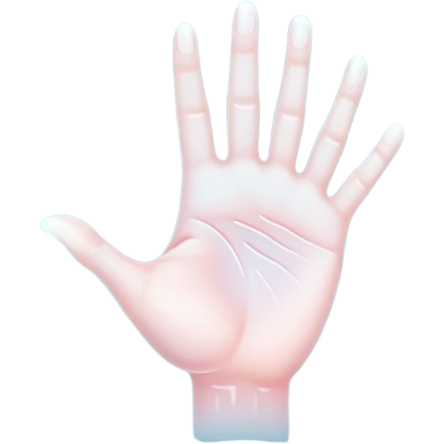  -- ethereal glowing hand palm lines-- 5 fingers reading palm 
 emoji