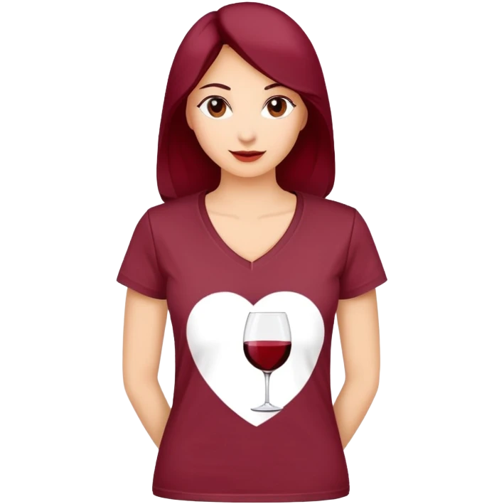 women's wine red cotton t-shirt with V-neck, feminine cut, no background, only the clothing item emoji