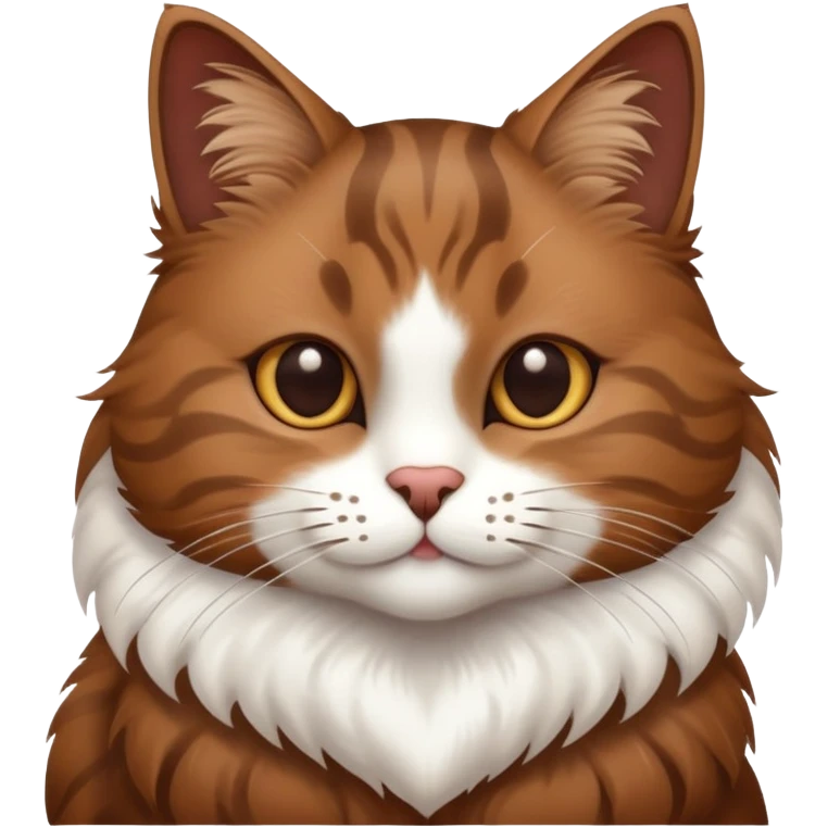 Brown cat with a white heart emoji