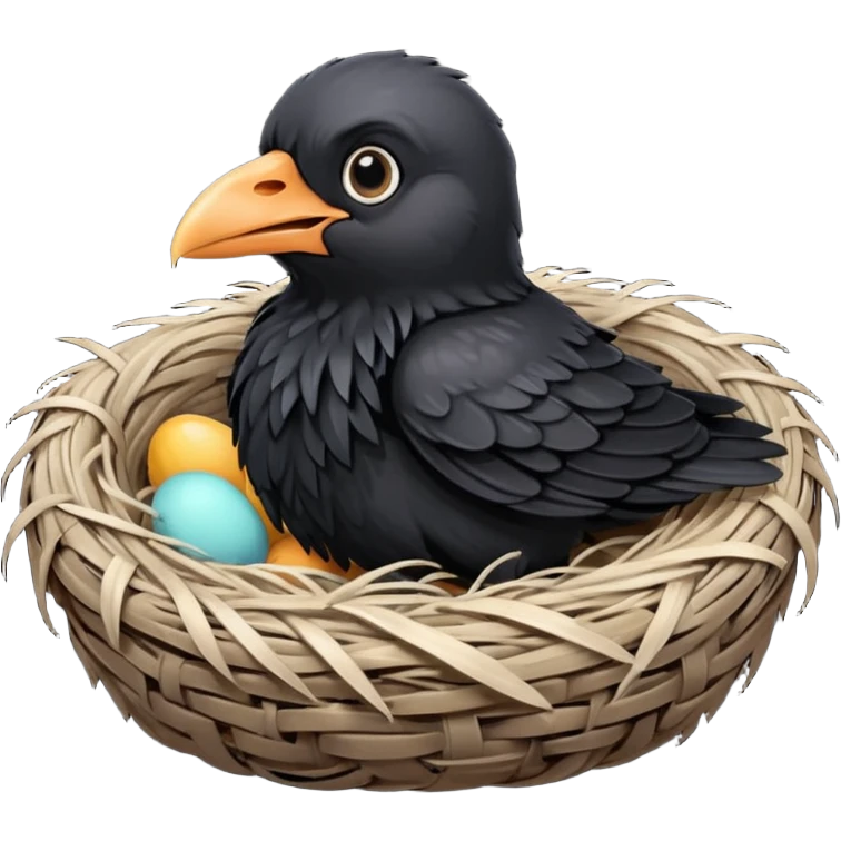 baby crow in nest emoji