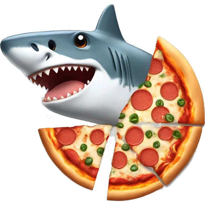 pizza with shark hat emoji