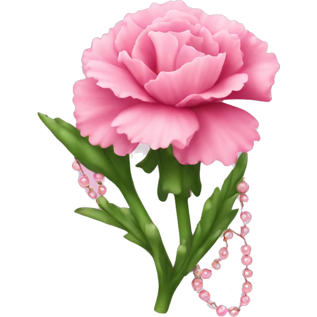 Pink carnation with string of pearls  emoji