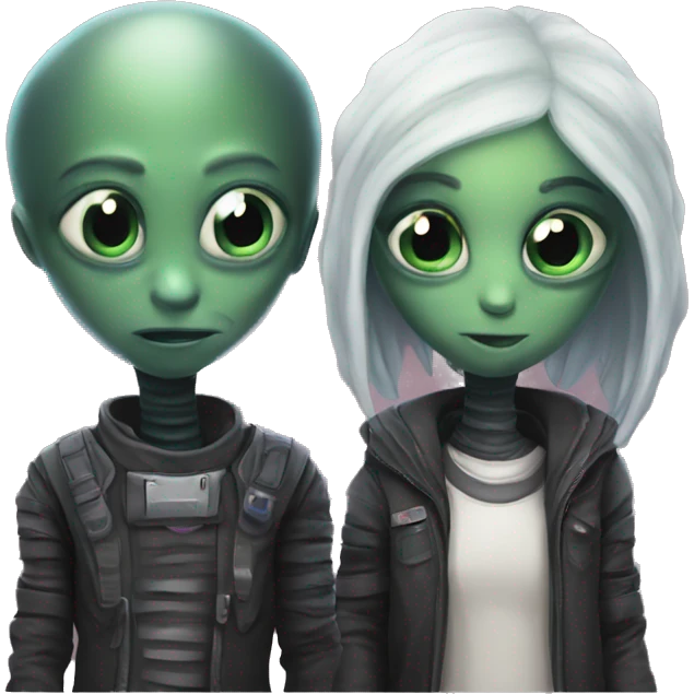 Alien like xeno in love couple emoji