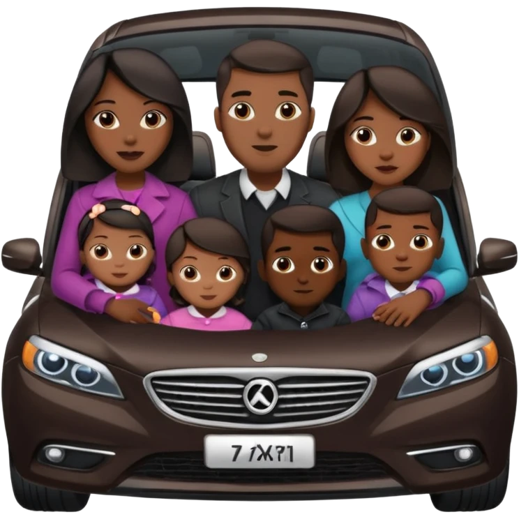 A fam of 7 mom dad big bro big sis middle sis and 2 baby we r black skin coulor and we r fine and baddies in a car emoji