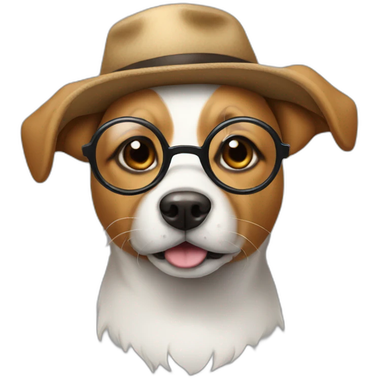 dog with glasses and hat emoji